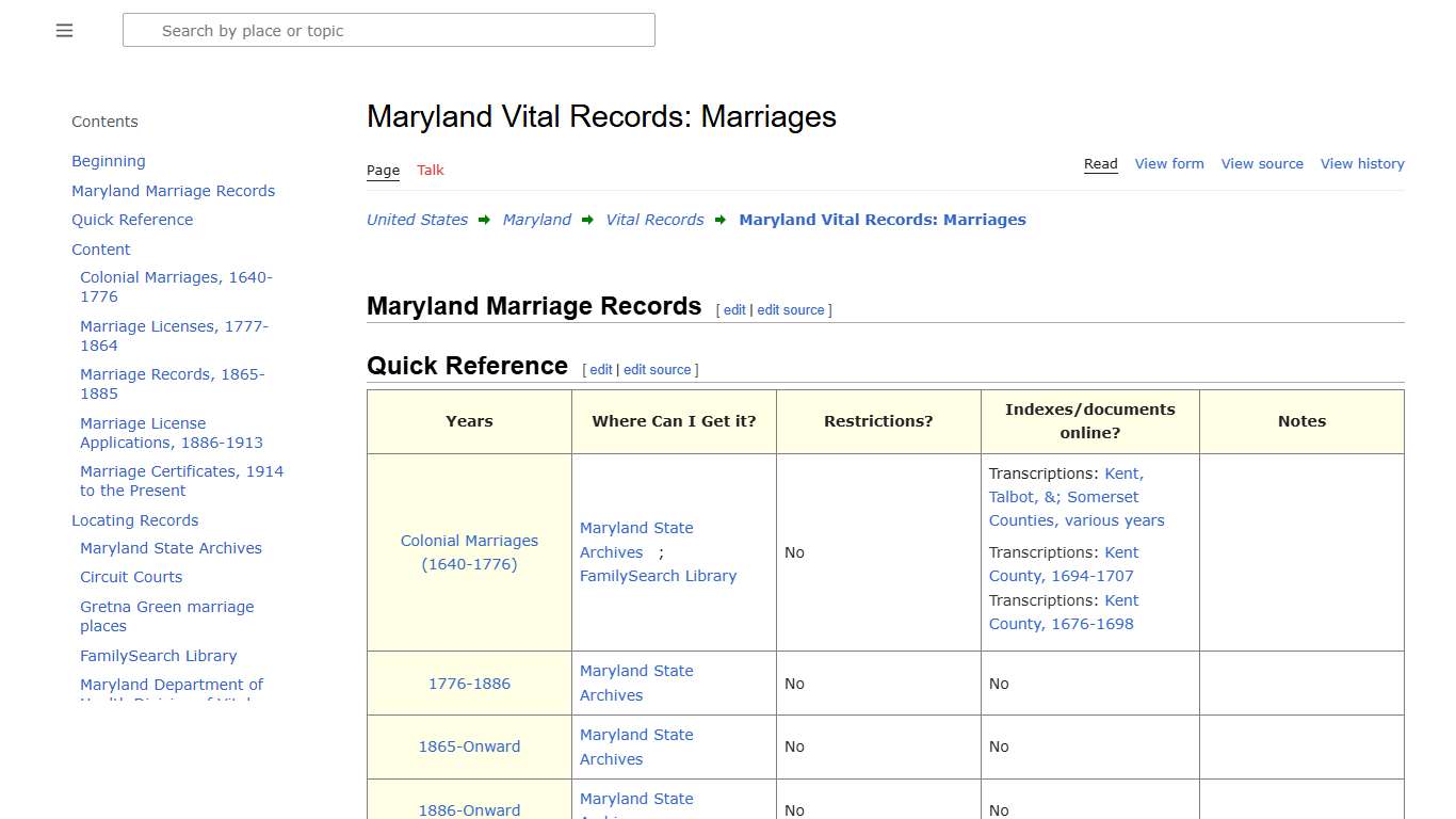 Maryland Vital Records: Marriages • FamilySearch